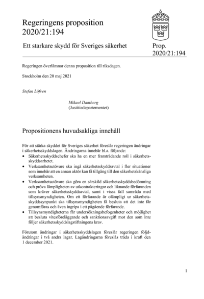Omslaget till prop. 2020/21:194