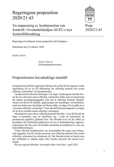 Omslaget till prop. 2020/21:43