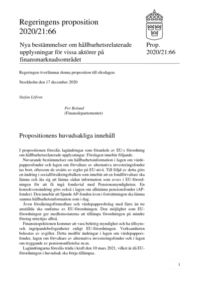 Omslaget till prop. 2020/21:66