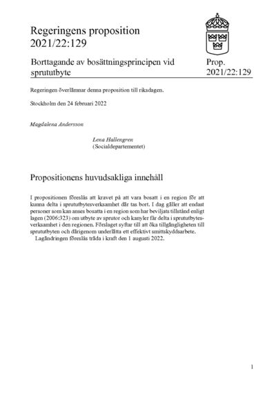 Omslaget till prop. 2021/22:129