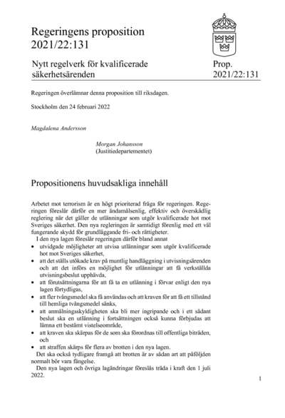 Omslaget till prop. 2021/22:131
