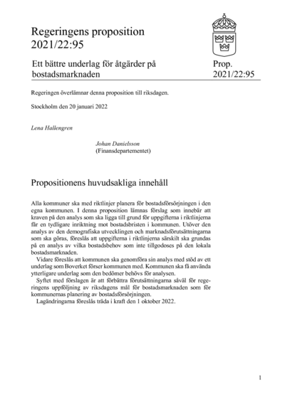 Omslaget till prop. 2021/22:95