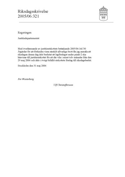 Omslaget till rskr. 2005/06:321