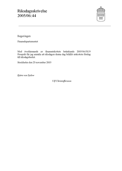 Omslaget till rskr. 2005/06:44