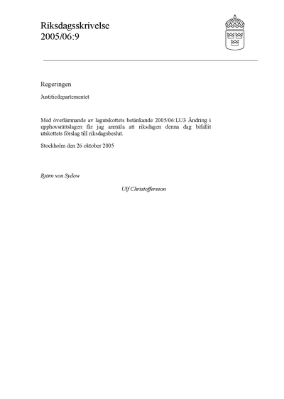 Omslaget till rskr. 2005/06:9