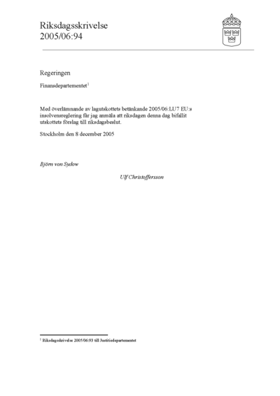 Omslaget till rskr. 2005/06:94