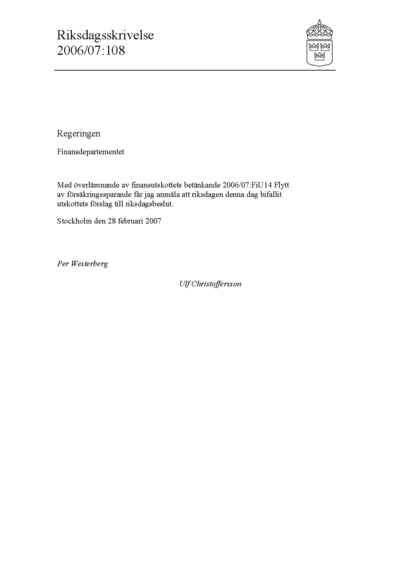 Omslaget till rskr. 2006/07:108