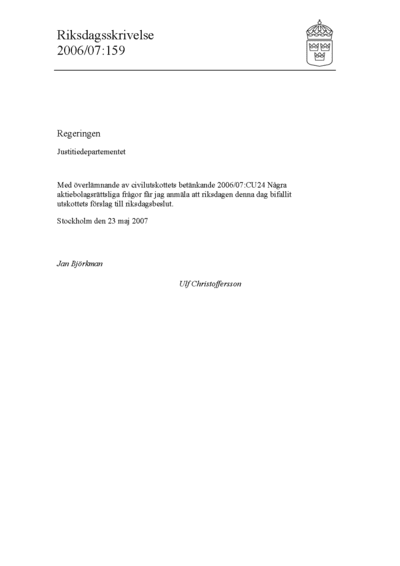 Omslaget till rskr. 2006/07:159