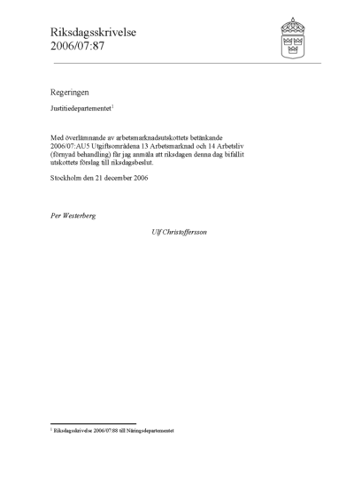 Omslaget till rskr. 2006/07:87