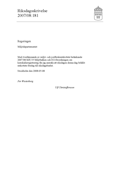 Omslaget till rskr. 2007/08:181