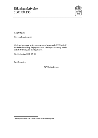 Omslaget till rskr. 2007/08:193