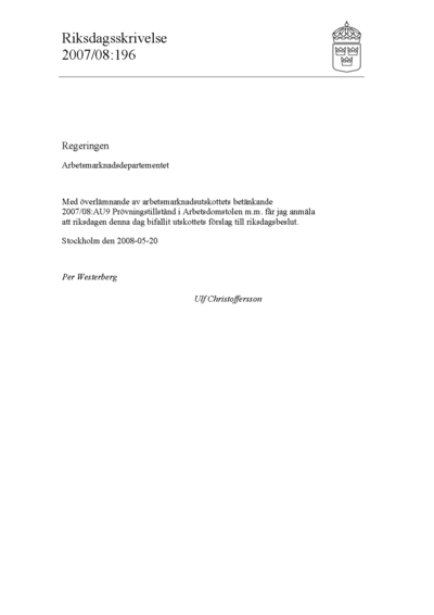 Omslaget till rskr. 2007/08:196