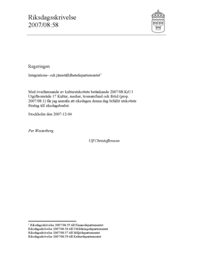 Omslaget till rskr. 2007/08:58