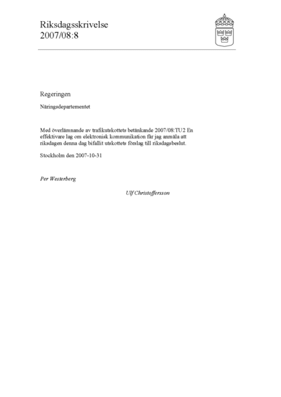 Omslaget till rskr. 2007/08:8