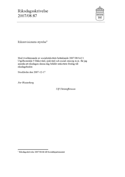Omslaget till rskr. 2007/08:87