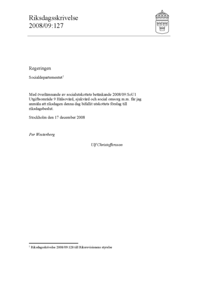 Omslaget till rskr. 2008/09:127