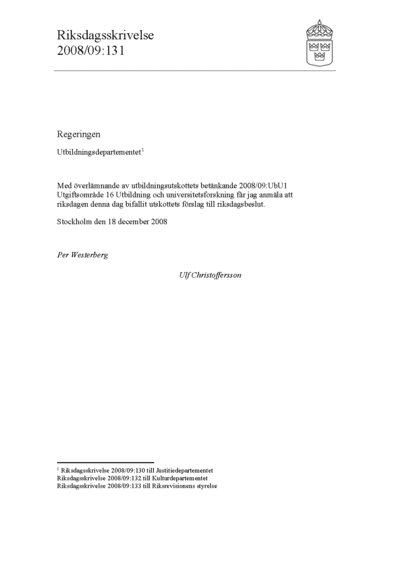 Omslaget till rskr. 2008/09:131