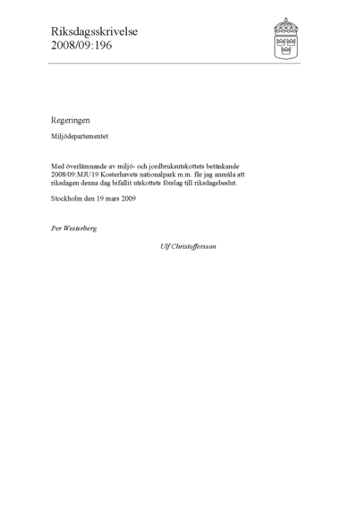 Omslaget till rskr. 2008/09:196