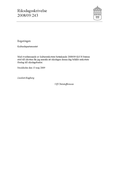 Omslaget till rskr. 2008/09:243