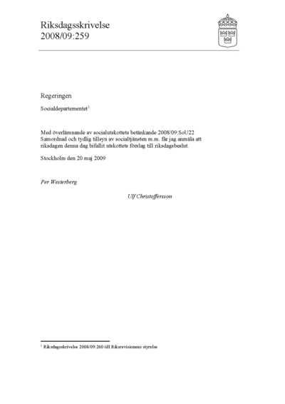 Omslaget till rskr. 2008/09:259