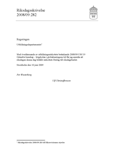 Omslaget till rskr. 2008/09:282