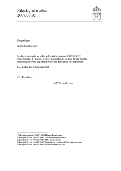 Omslaget till rskr. 2008/09:92