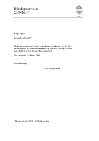 Omslaget till rskr. 2009/10:10