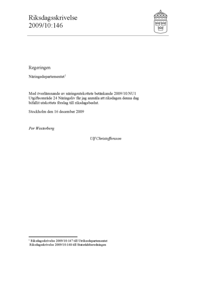 Omslaget till rskr. 2009/10:146