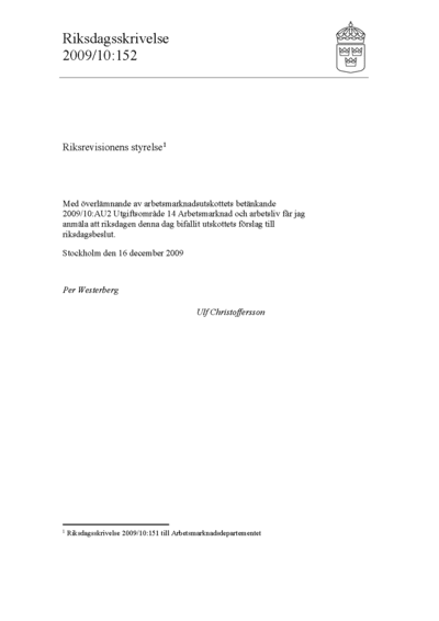 Omslaget till rskr. 2009/10:152