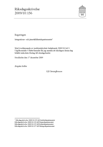 Omslaget till rskr. 2009/10:156
