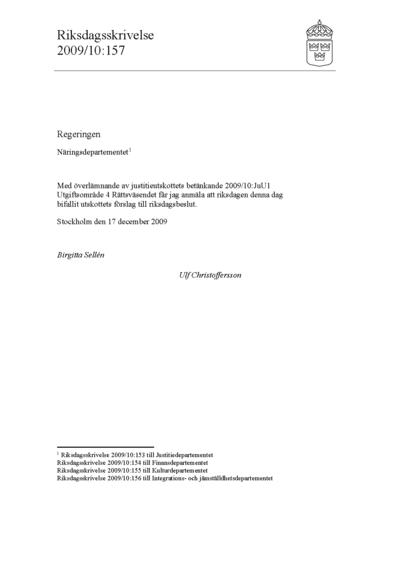 Omslaget till rskr. 2009/10:157