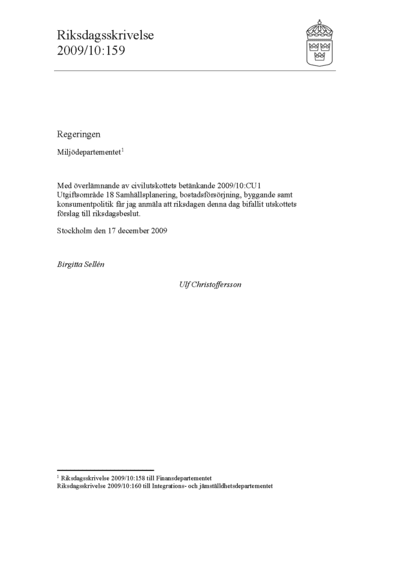 Omslaget till rskr. 2009/10:159