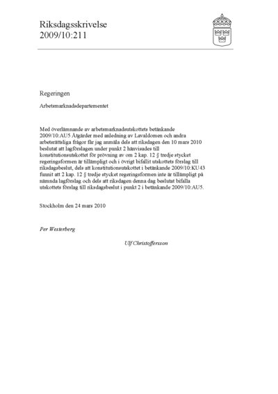 Omslaget till rskr. 2009/10:211