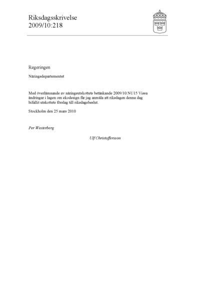 Omslaget till rskr. 2009/10:218