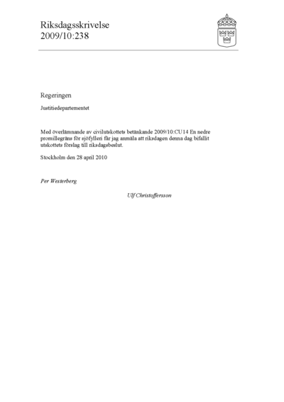 Omslaget till rskr. 2009/10:238