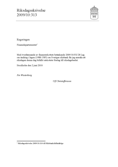 Omslaget till rskr. 2009/10:313