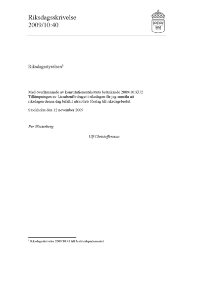 Omslaget till rskr. 2009/10:40