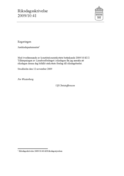 Omslaget till rskr. 2009/10:41