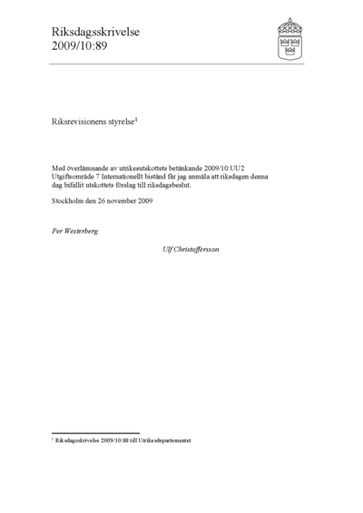 Omslaget till rskr. 2009/10:89