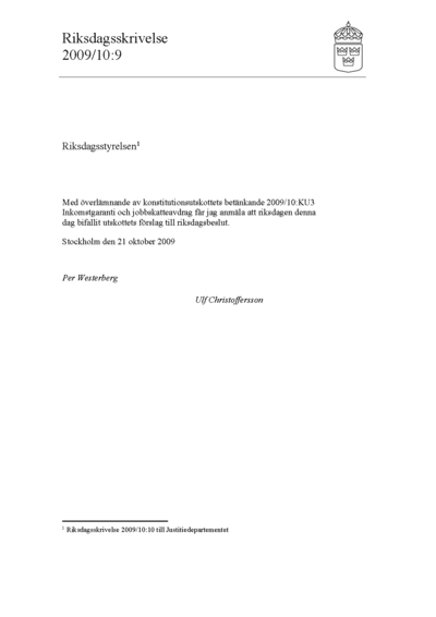 Omslaget till rskr. 2009/10:9