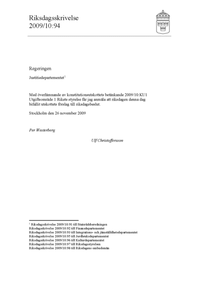 Omslaget till rskr. 2009/10:94