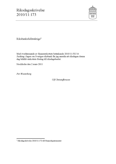 Omslaget till rskr. 2010/11:173