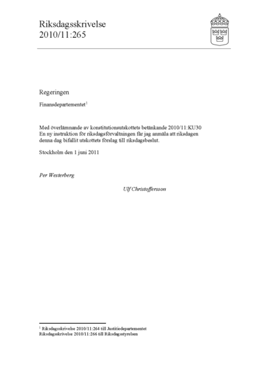 Omslaget till rskr. 2010/11:265