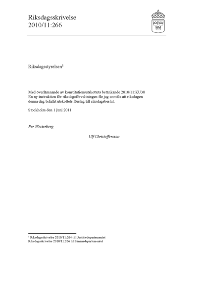 Omslaget till rskr. 2010/11:266