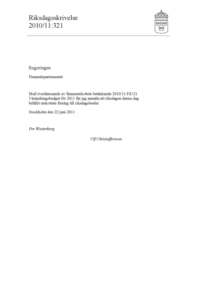 Omslaget till rskr. 2010/11:321