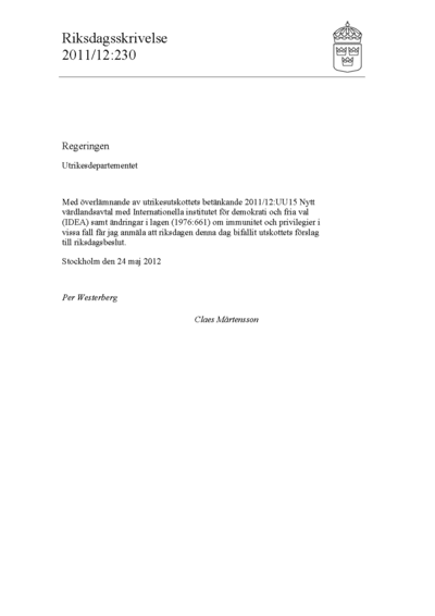 Omslaget till rskr. 2011/12:230