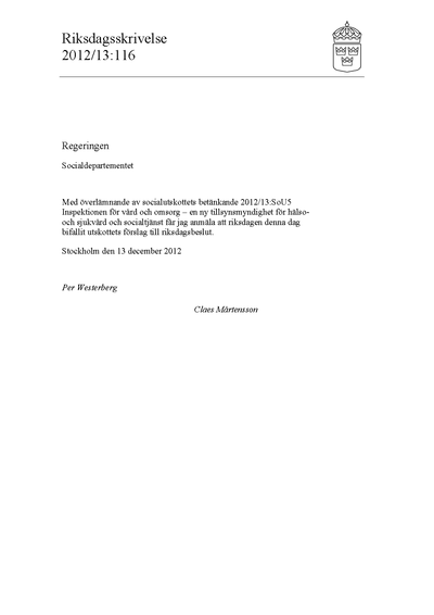 Omslaget till rskr. 2012/13:116