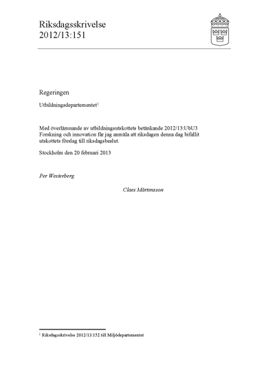 Omslaget till rskr. 2012/13:151
