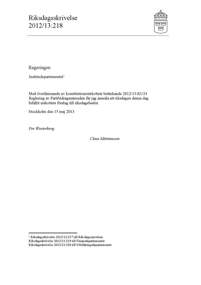 Omslaget till rskr. 2012/13:218