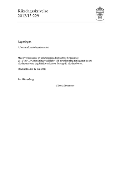 Omslaget till rskr. 2012/13:229